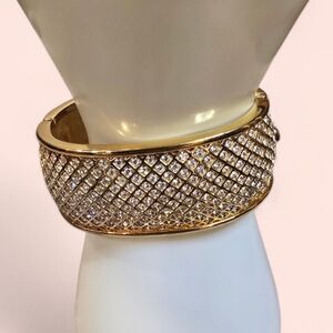 Swarovski Gold-tone Crystal Pavé Lattice Cuff Bracelet